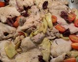 A picture of step 5 of Chicken with Artichokes, Tomatoes, Garlic, and Olives.