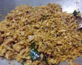 A picture of step 2 of Roti upma (leftover).
