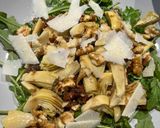 A picture of step 4 of Farro salad with artichoke and sun-dried tomatoes.