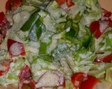 A picture of step 8 of Caesar saled with beef and a twist.