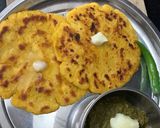 A picture of step 4 of Makke di Roti with Sarson da Saag.