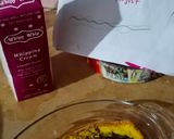 A picture of step 9 of Mango custard cake with green mango tree.