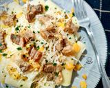 Foto del paso 5 de la receta: Rigatoni con calabaza trufada y torreznos
