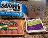 A picture of step 1 of 5 ingredient penne bake.