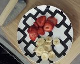 A picture of step 2 of Fruits & Almond Butter Wrap.