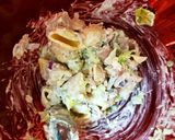 A picture of step 4 of My tuna, Veg and Pasta shells with Cracked Pepper Mayo. 😘.