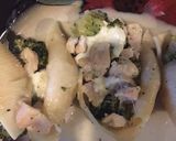 A picture of step 8 of Chicken Broccoli Alfredo Stuffed Shells.