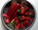A picture of step 1 of Strawberry Rhubarb Cobbler.