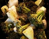 A picture of step 5 of Veggie bake surprise. broccoli, turnip, and lime.