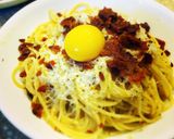 A picture of step 11 of Pasta Carbonara.