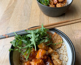 A picture of step 4 of Crispy tofu top with sweet sticky and sour sauce with brown rice.