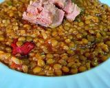 Foto del paso 7 de la receta Lentejas pardinas con arroz y atún rojo en conservas