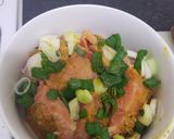 A picture of step 5 of Pan fried salmon with green beans and sauce.