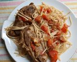 Foto del paso 9 de la receta: Spaghetti de morrón con salsa de morrón picante y falda