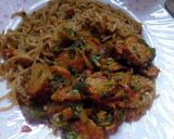 A picture of step 2 of Sausage and noodles.