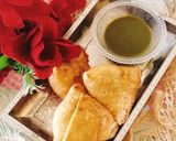 A picture of step 5 of Aloo Matar samosa with homemade samosa patti.
