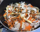 A picture of step 7 of Japanese soy cooked vegetables.