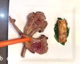 A picture of step 11 of Lamb Cutlets with Corn Puree, Celeriac Fondant, Spinach and Mushroom Sauce.