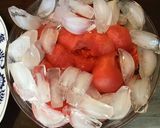 A picture of step 2 of California Farm Watermelon Punch and Pickled Kimchi Rind.