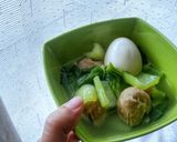 A picture of step 6 of Meat Balls, Bokchoy and Egg Soup.