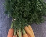 A picture of step 1 of Carrot top pesto.