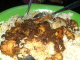 White rice with chicken breast stew