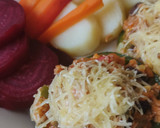 Foto del paso 6 de la receta: Zapallitos rellenos de proteína de soja con verdura (vegano)