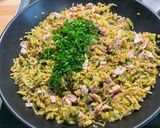Une image de l'étape 9 de Riz gratiné aux deux fromages, courgette, persil et jambon.