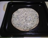 A picture of step 7 of Spinach Alfredo pizza (homemade base).