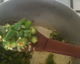 A picture of step 2 of Lemony Okra served with sea bass and ugali(maizemeal).