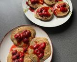 A picture of step 4 of Strawberry Peanut Butter Protein Pancakes.