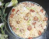 A picture of step 7 of Tum yum Sausages rice.