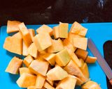 A picture of step 1 of Kaddu Halwa(pumpkin).