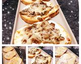 Une image de l'étape 4 de Tartines bruschettas crème lardons gruyère râpé parmesan ou cheddar et champignons.