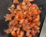 A picture of step 2 of My Garlic Tomato + Mascarpone Brushetta on Garlic Bread Toasted❤.
