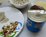 A picture of step 1 of Coconut laddu.