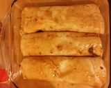 A picture of step 11 of Taisen's beef and bean enchiladas.