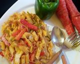 A picture of step 8 of Qeema macaroni.