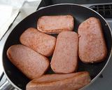 A picture of step 2 of Spam Musubi.