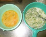 A picture of step 1 of Tender & Spongy, Chrysanthemum Greens Taiwanese Shrimp Omelette.