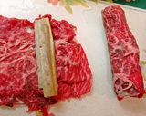 A picture of step 2 of For Osechi and Bentos Beef and Burdock Root Yawatamaki Rolls.