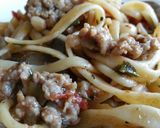 A picture of step 10 of Fettuccine with Sausage and Mushrooms.