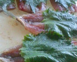 A picture of step 3 of Pan Fried Sardines with Umeboshi and Shiso leaves.