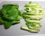 A picture of step 1 of Bok Choy and Mushrooms in Oyster Sauce.