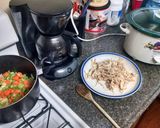 A picture of step 8 of Mom's Crock Pot Creamy Chicken Noodle Soup (From Carcass).
