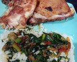 Foto del paso 4 de la receta: Pollo al horno con arroz y vegetales