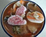 Foto del paso 8 de la receta: Sopa con pasta, huevo duro, gambas y surimi (Ramen)