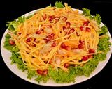 Hình bước làm 4 của món Salad xoài, lựu và cá khô