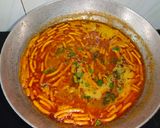 A picture of step 7 of Maharashtrian Sev bhaji.