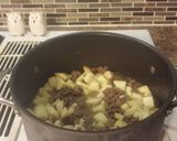 A picture of step 2 of Cheeseburger Chowder.